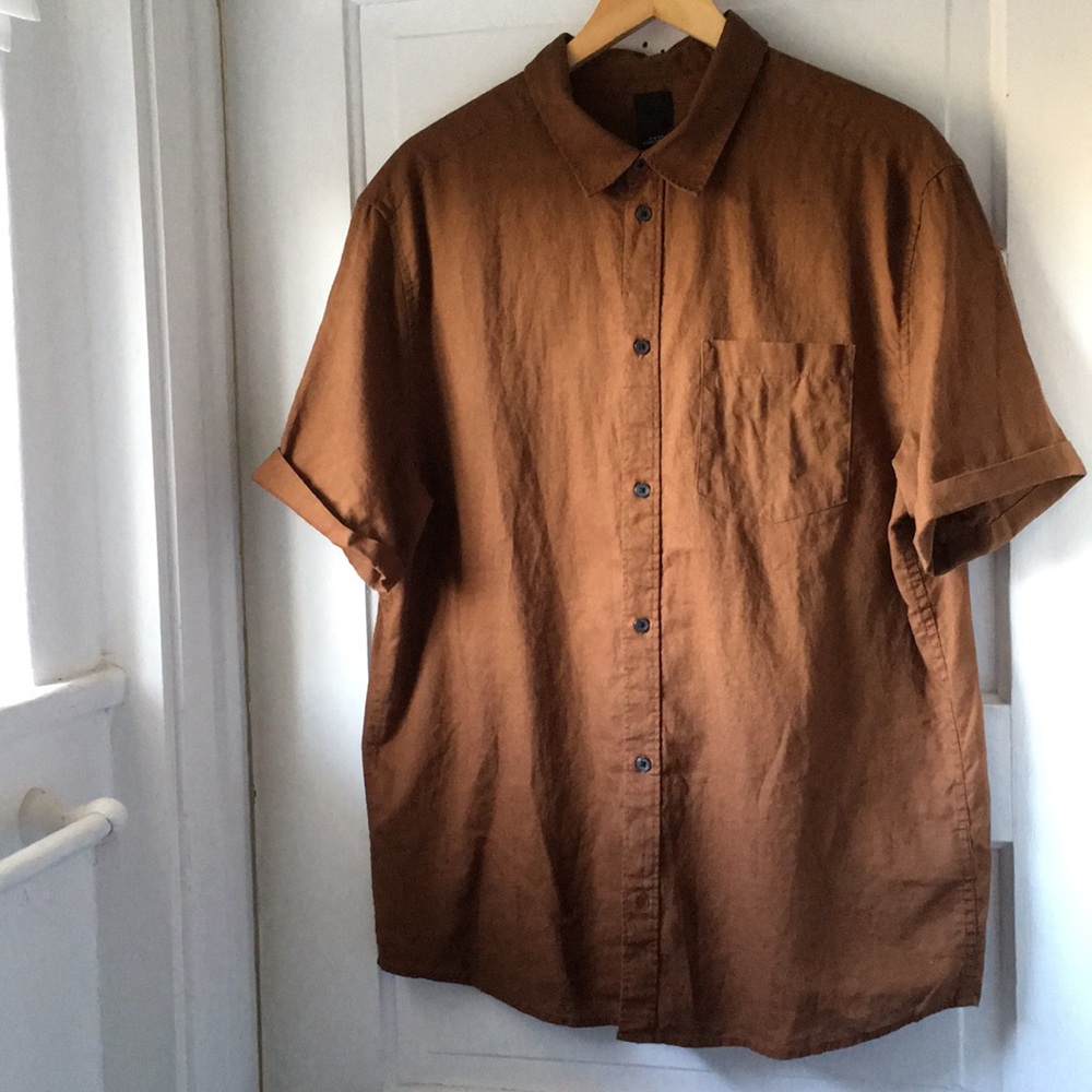 H&M linen blend short sleeve shirt